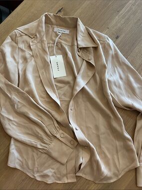 NWT Frame Denim Silk Blush Button-Front Shirt Jacket XS